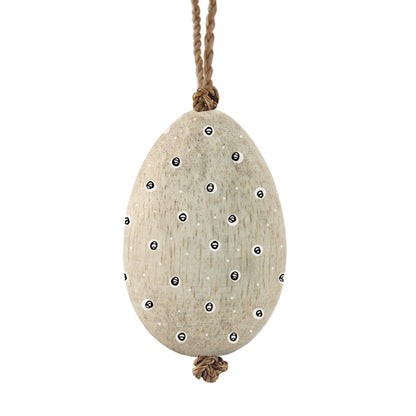 Wooden Hanging Egg with Dotty Pattern