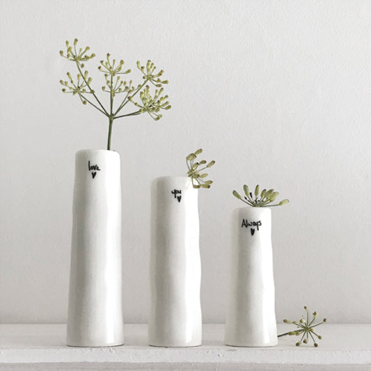 Trio of Ceramic Vases 'Love You Always'