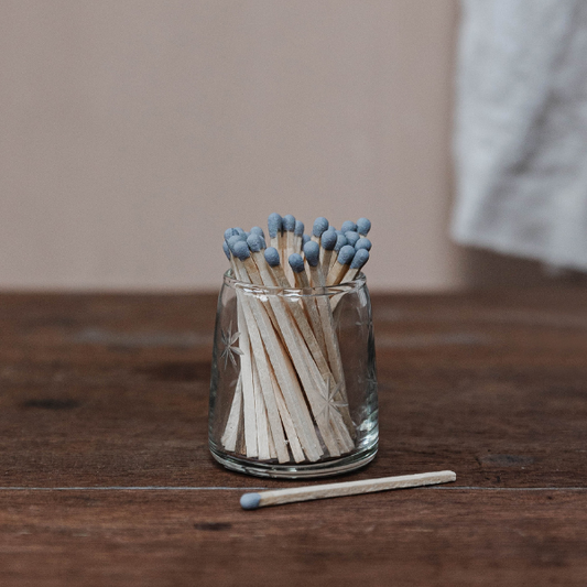 Glass Match Pot with Star Etched Pattern