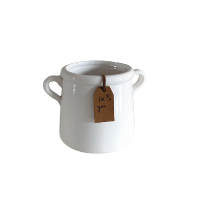 White Ceramic Pot with Handles