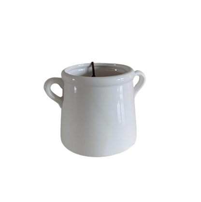 White Ceramic Pot with Handles