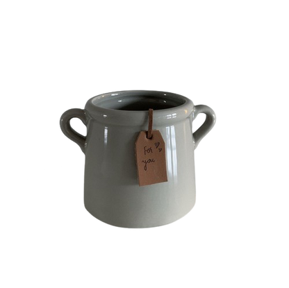 Grey Ceramic Pot with Handles