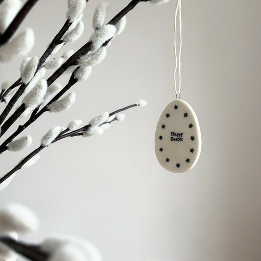 'Happy Easter' Porcelain Hanging Egg Decoration