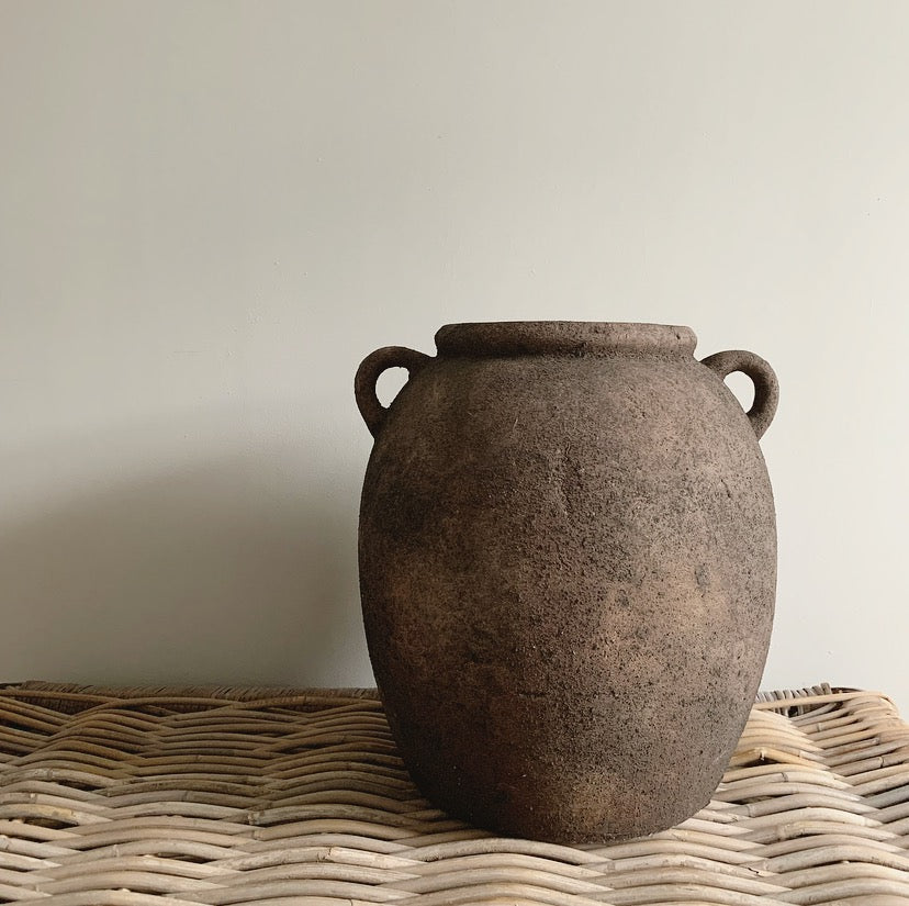 Distressed Black Earthenware Vase