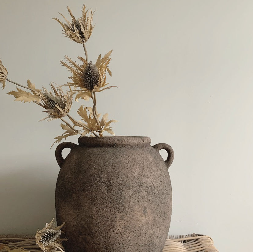 Distressed Black Earthenware Vase