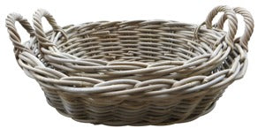 Grey Rattan Low Basket - Oval