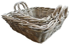 Grey Rattan Low Basket - Square