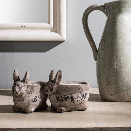 Stoneware Rabbit Candle Pot