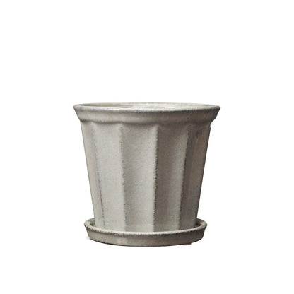 Fluted Stoneware Plant Pot and Saucer