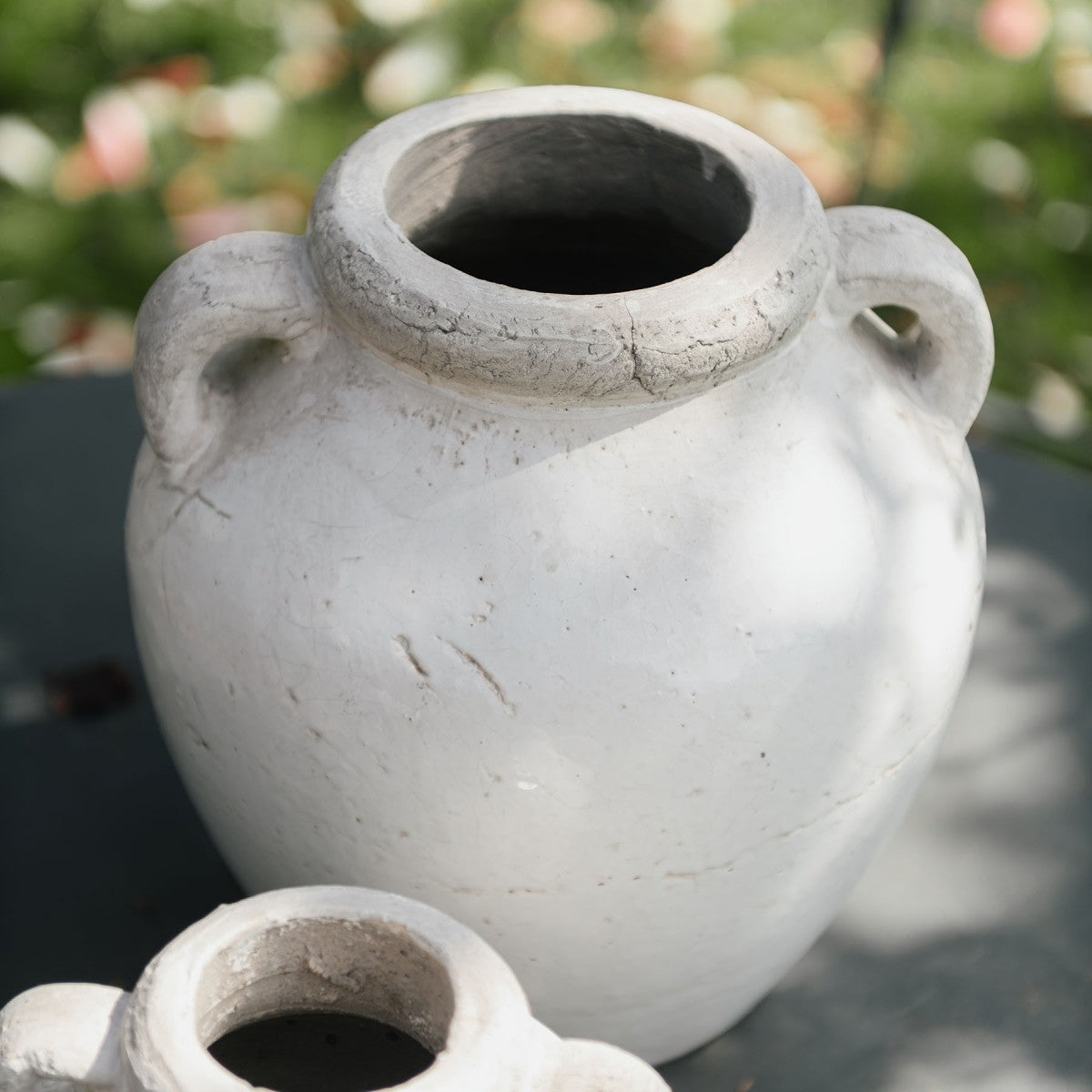 White Stone Urn Vase - Small