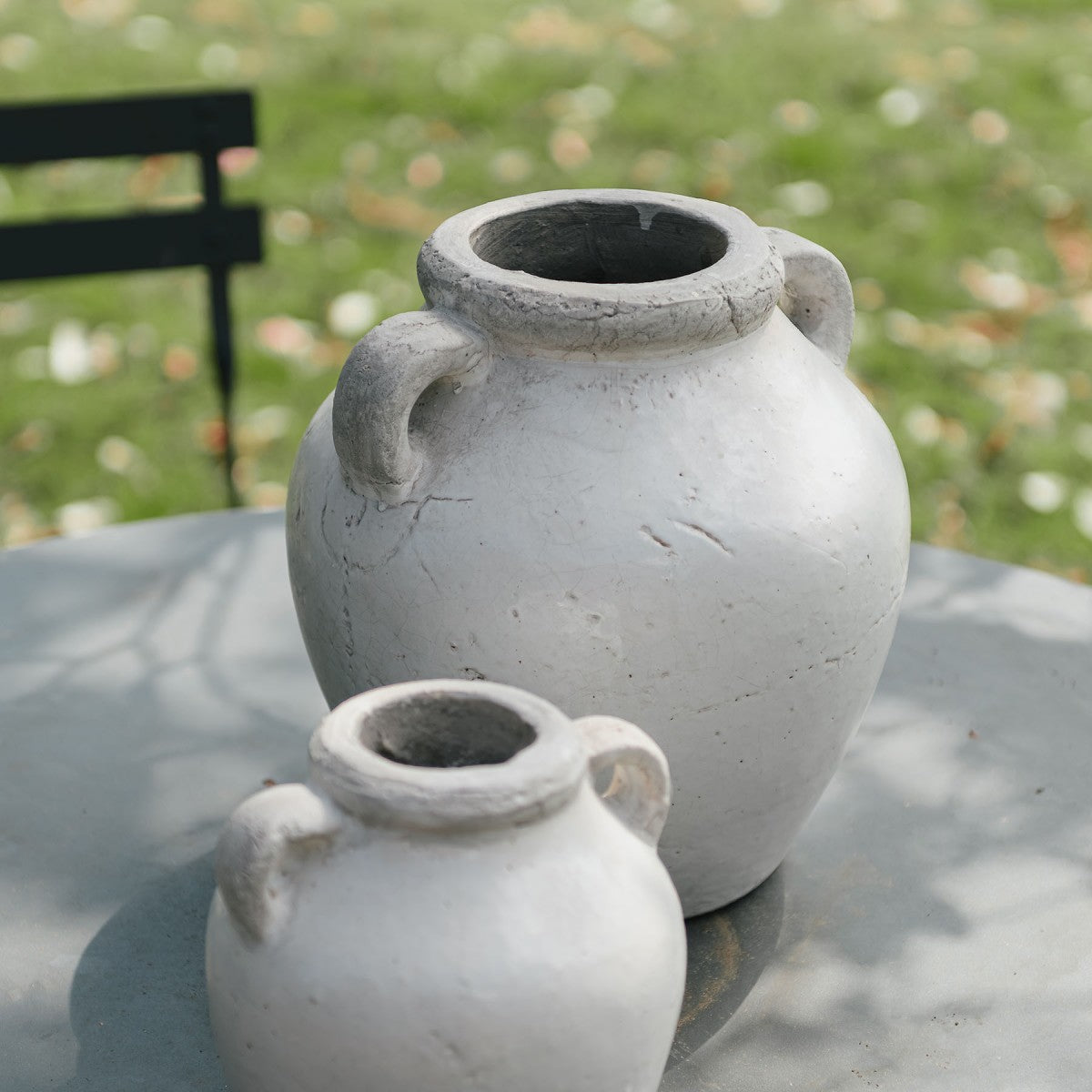 White Stone Urn Vase - Small