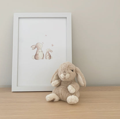 Mummy & Baby Bunny Butterfly Illustration