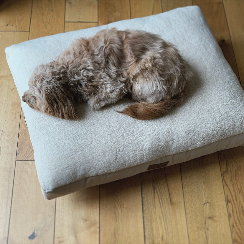 Neutral Faux Sheepskin Mattress Dog Bed