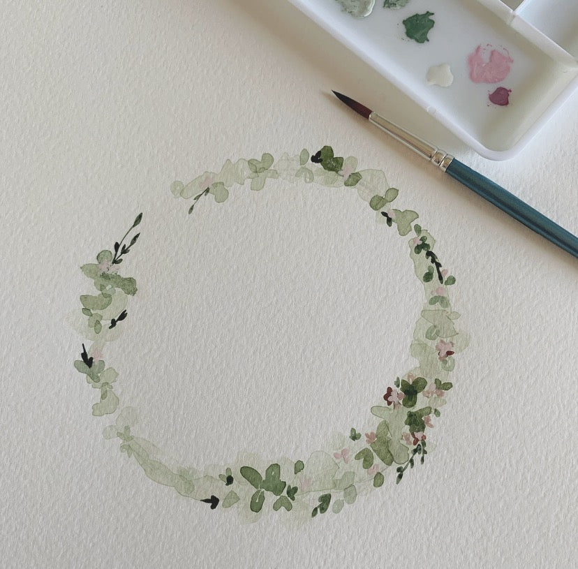 Green Floral Wreath Illustration