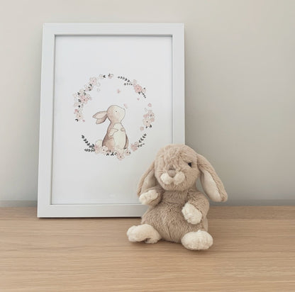 Bunny & Floral Wreath Illustration