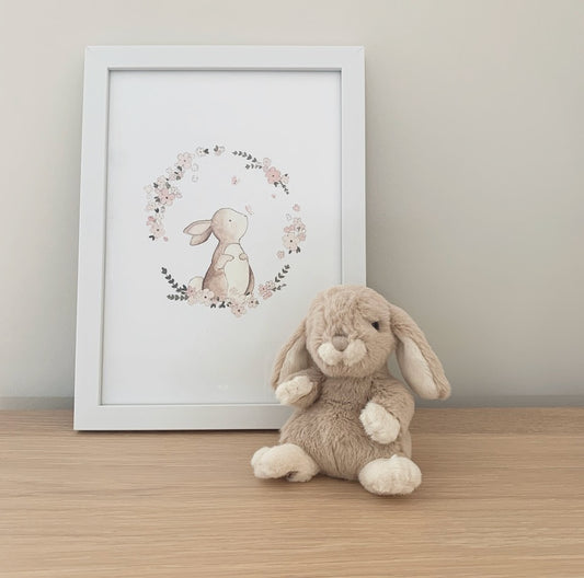 Bunny & Floral Wreath Illustration