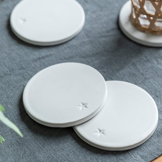 Set of 4 Ceramic Coasters with Star Detail