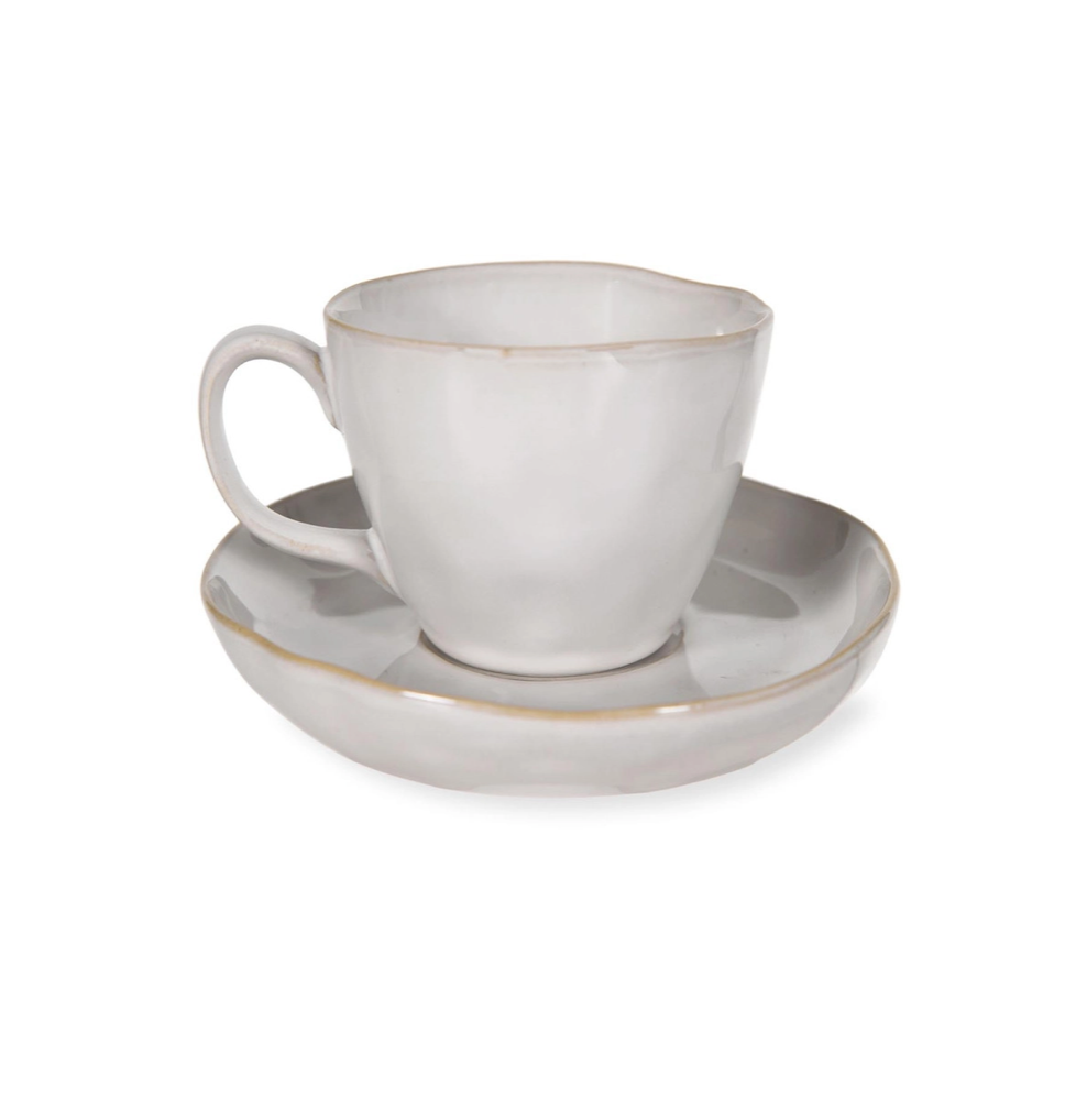 Off-White Ceramic Cup and Saucer