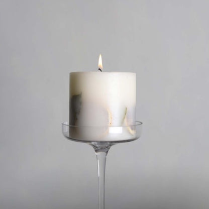 Clear Glass Stem Candle Holder