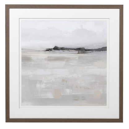 Misty Water Landscape Picture in Mid-Oak Effect Frame