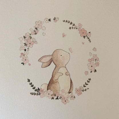 Bunny & Floral Wreath Illustration
