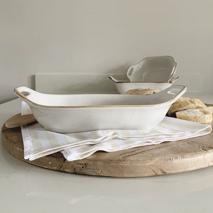 White Rustic Oval Baking Dish