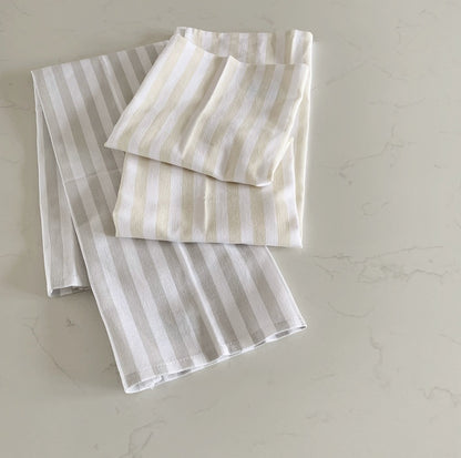 Dove Grey Striped Tea Towel