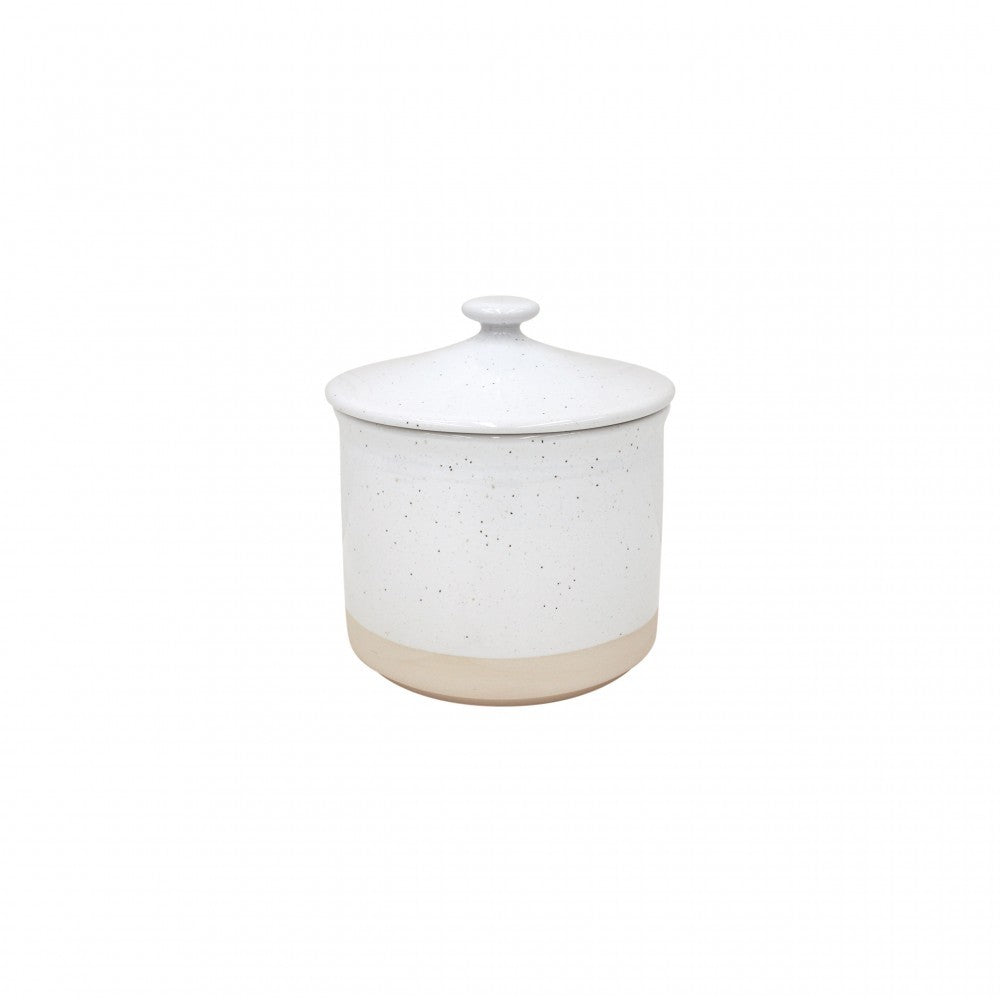 Off-White Stoneware Storage Jar - Medium