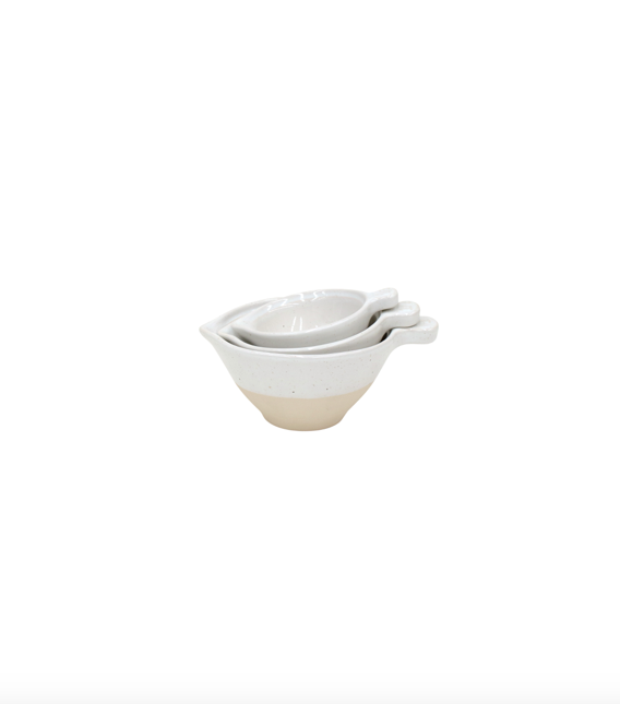 Off-White Stoneware Set of 3 Measuring Cups